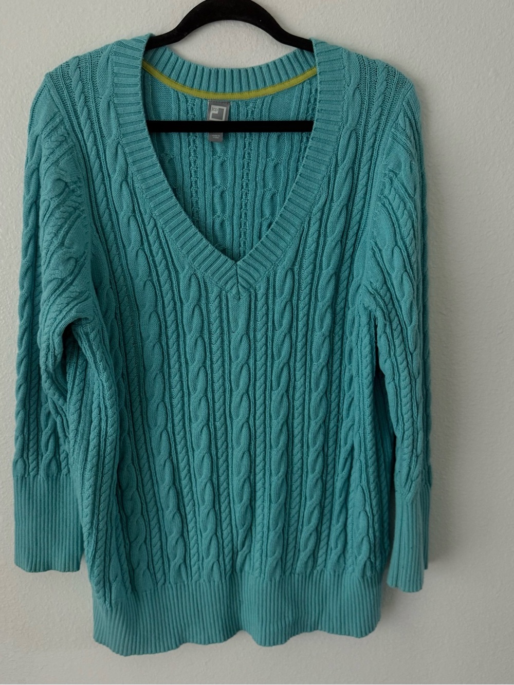 jcpenney Teal Cable Knit V-Neck Sweater